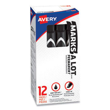 Avery® Marks A Lot Large Desk-style Permanent Marker, Broad Chisel Tip, Black, Dozen (8888) freeshipping - TVN Wholesale